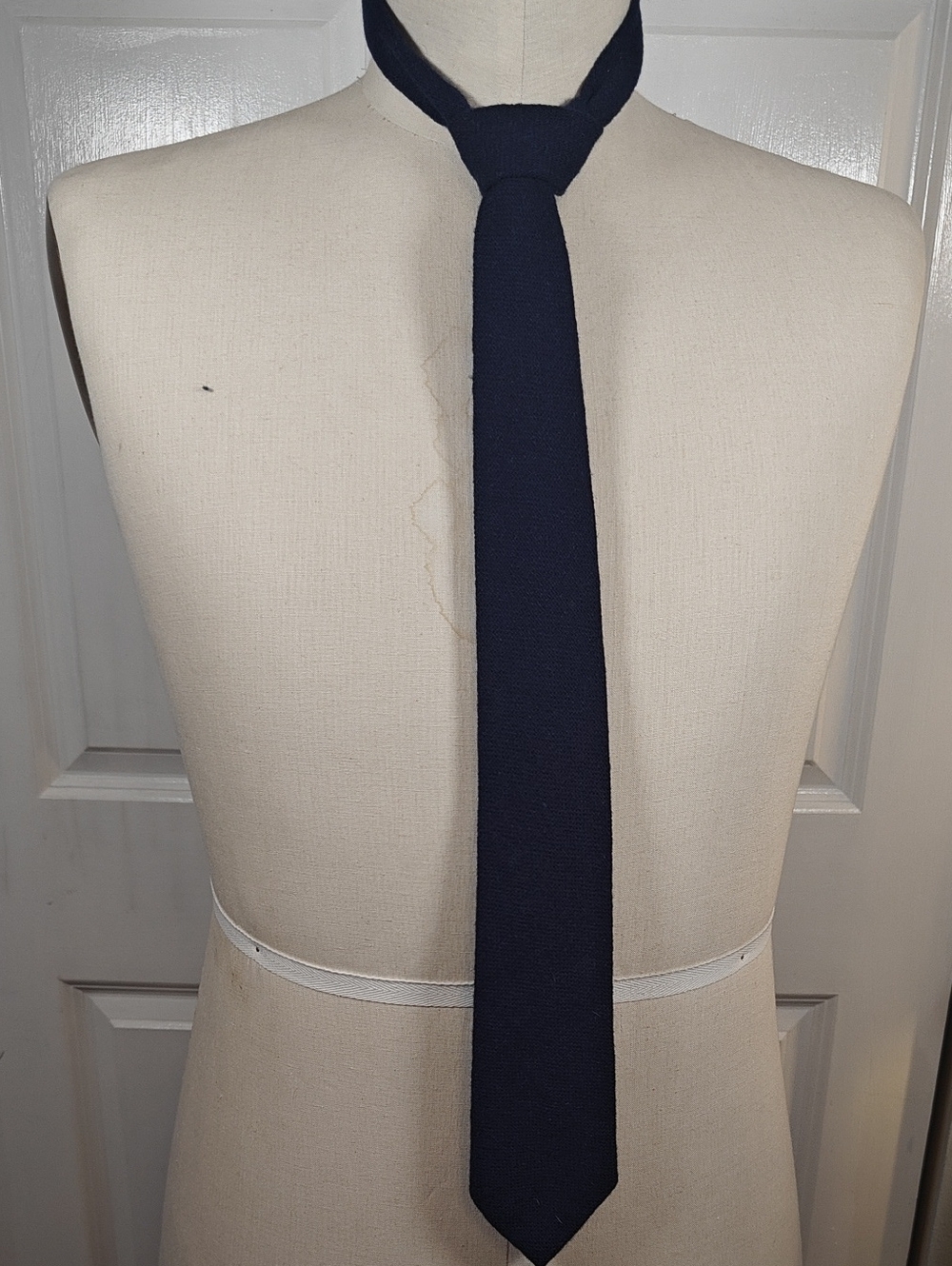 Vintage W. Bill Bond Street London Navy Knit Wool Tie Made In Scotland